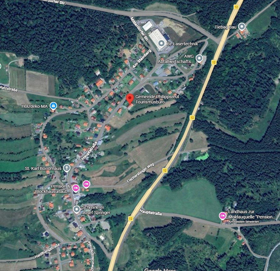 Anfahrtsskizze zum Training in der Hauptstraße 36 in Philippsreut
